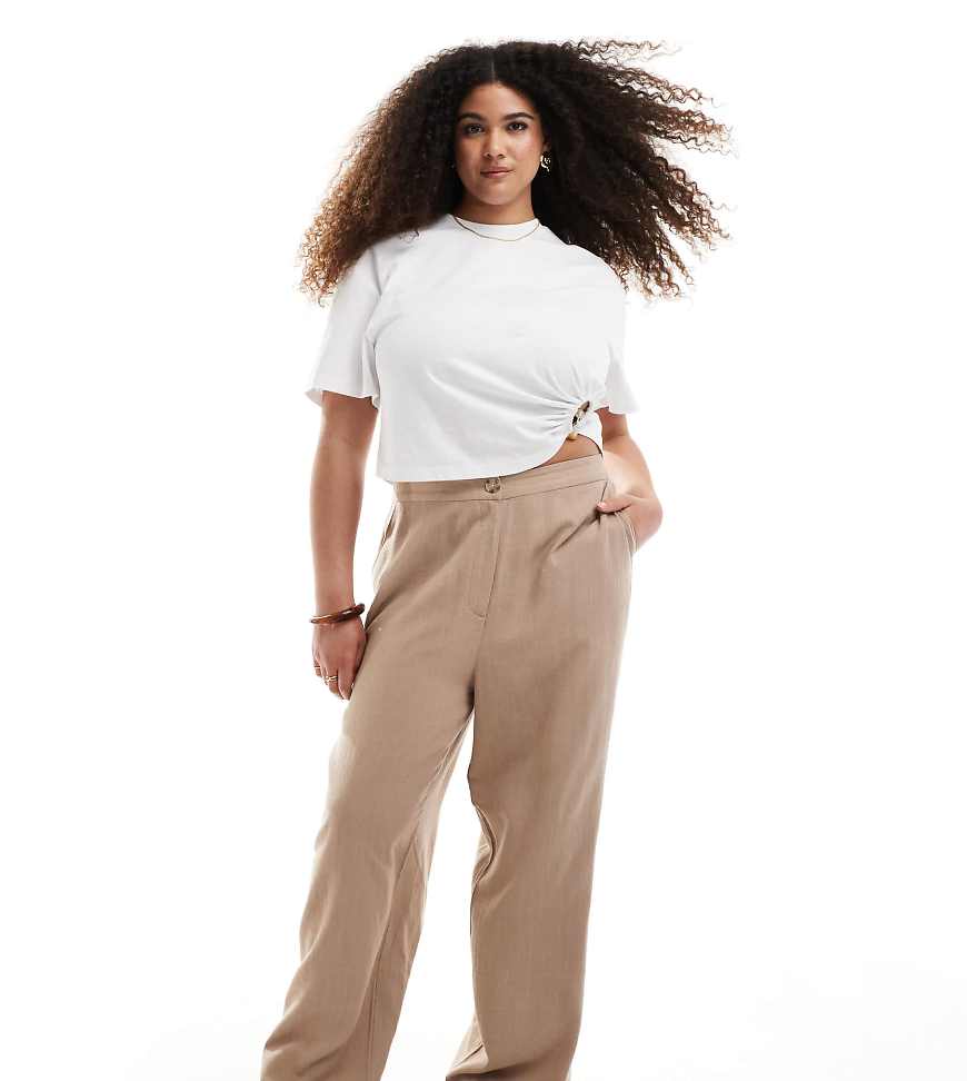 ASOS DESIGN Curve - Locker und gerade geschnittene Hose in Mokka mit Leinenanteil-Braun ASOS DESIGN Curve - Locker und gerade geschnittene Hose in Mokka mit Leinenanteil-Braun von ASOS DESIGN