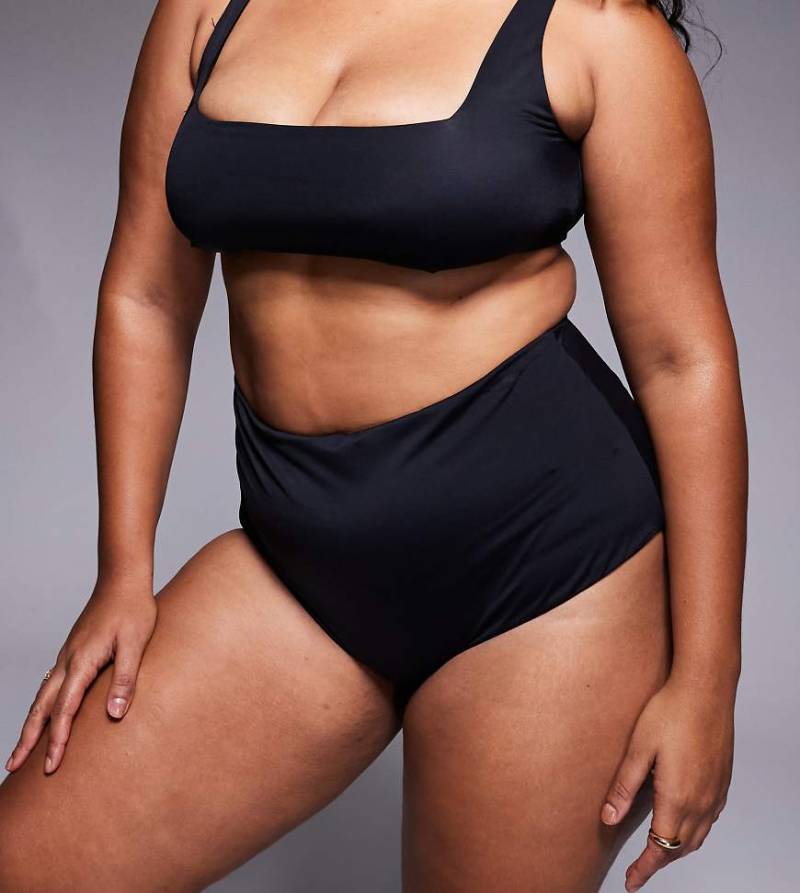 ASOS DESIGN Curve - Maya - Mix and Match - Bikinihose in Schwarz mit hohem Bund von ASOS Curve