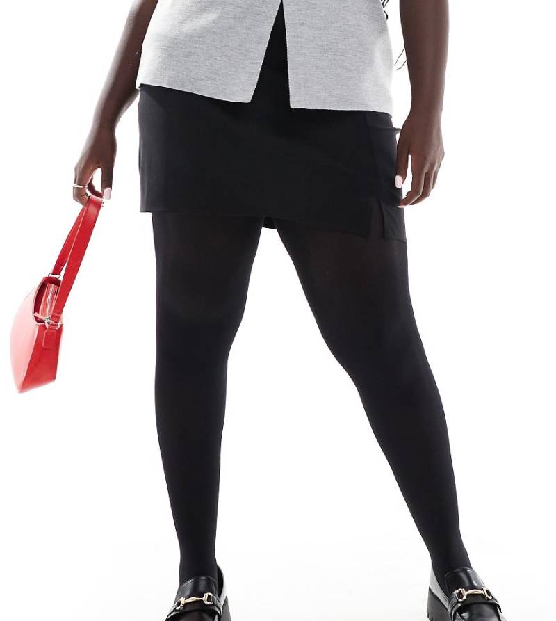 ASOS DESIGN Curve - Minirock in Schwarz mit Schlitzdetail von ASOS DESIGN