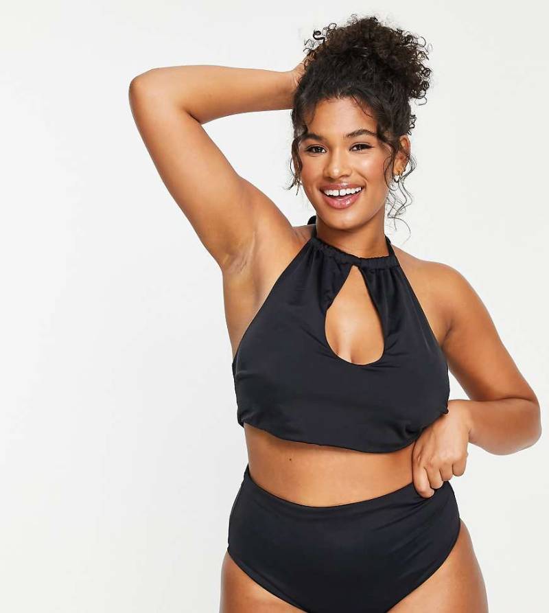 ASOS DESIGN Curve - Mix and Match - Neckholder-Bikinioberteil in Schwarz Tropfenausschnitt von ASOS Curve