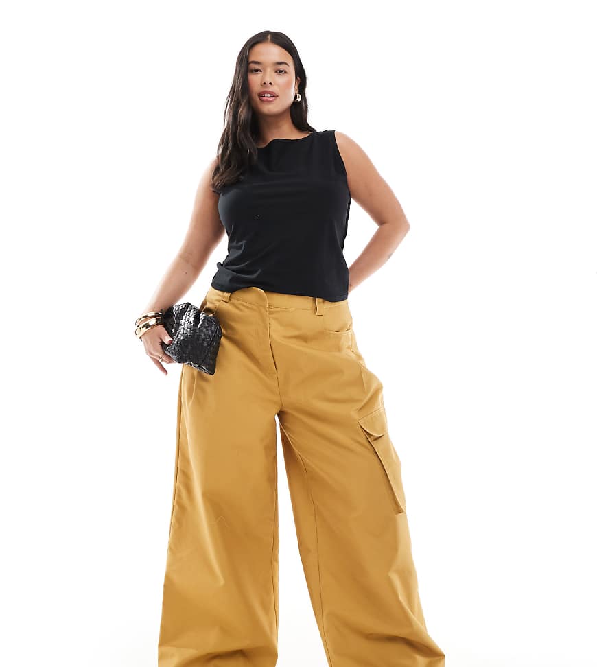ASOS DESIGN Curve - Oversize-Ballonhose in Hellbraun mit Utility-Tasche von ASOS DESIGN