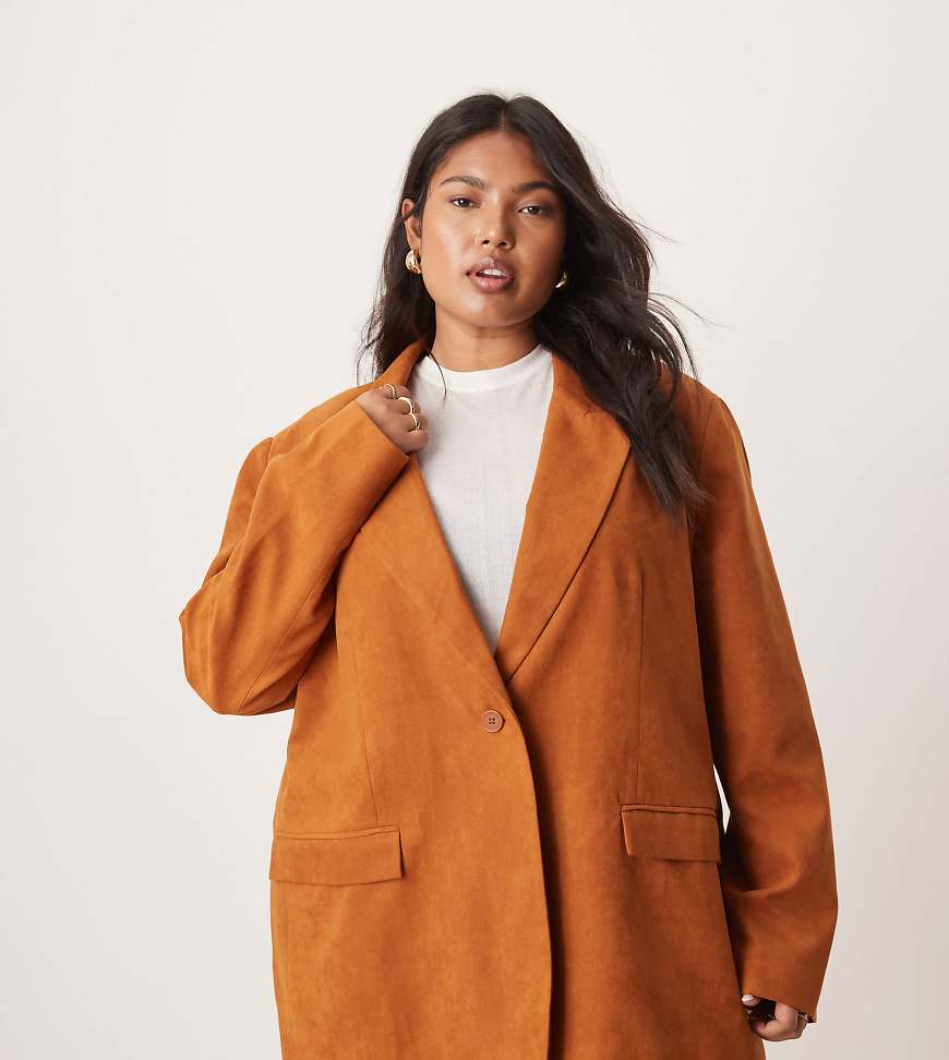 ASOS DESIGN Curve - Oversize-Blazer aus Wildleder in Rostbraun von ASOS DESIGN