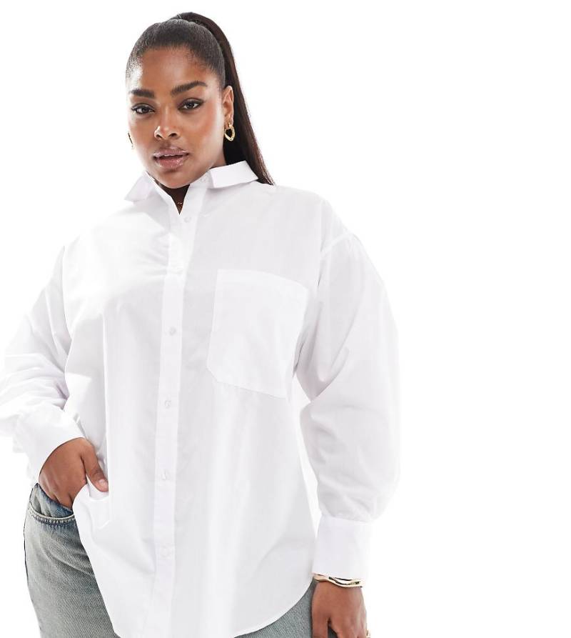 ASOS DESIGN Curve - Oversize-Hemdbluse in Weiß von ASOS DESIGN