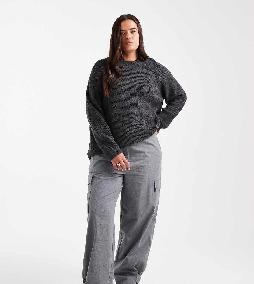 ASOS DESIGN Curve - Utility-Hose in meliertem Grau aus gebürstetem Flanell mit Tasche ASOS DESIGN Curve - Utility-Hose in meliertem Grau aus gebürstetem Flanell mit Tasche von ASOS DESIGN