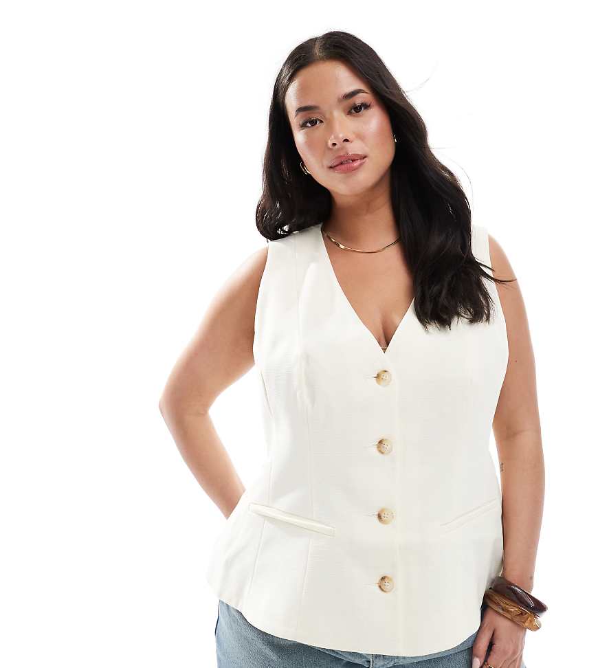 ASOS DESIGN Curve - Weste in Buttermilchweiß mit Schößchen-Neutral von ASOS DESIGN