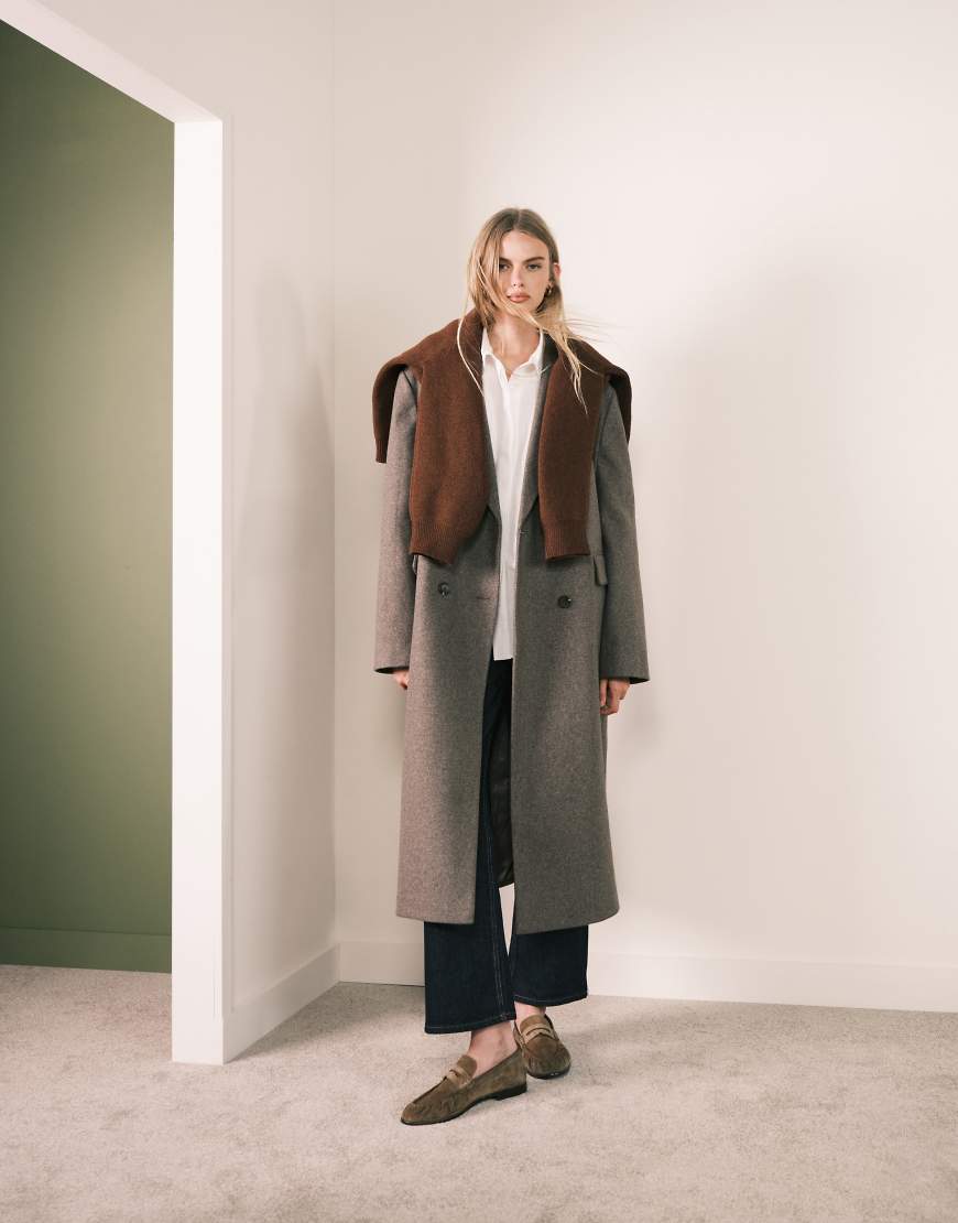 ASOS DESIGN - Dad-Mantel in meliertem Pilzbraun mit Oversize-Schnitt-Brown von ASOS DESIGN