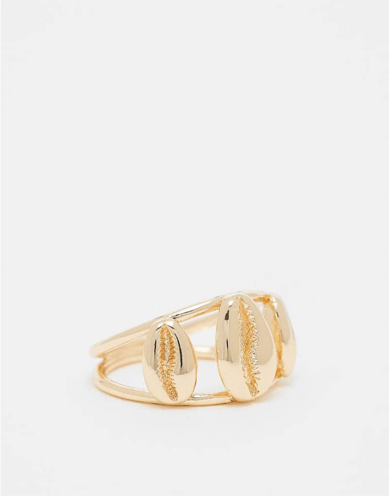 ASOS DESIGN - Dainty - Muschelring in Goldoptik-Goldfarben von ASOS DESIGN