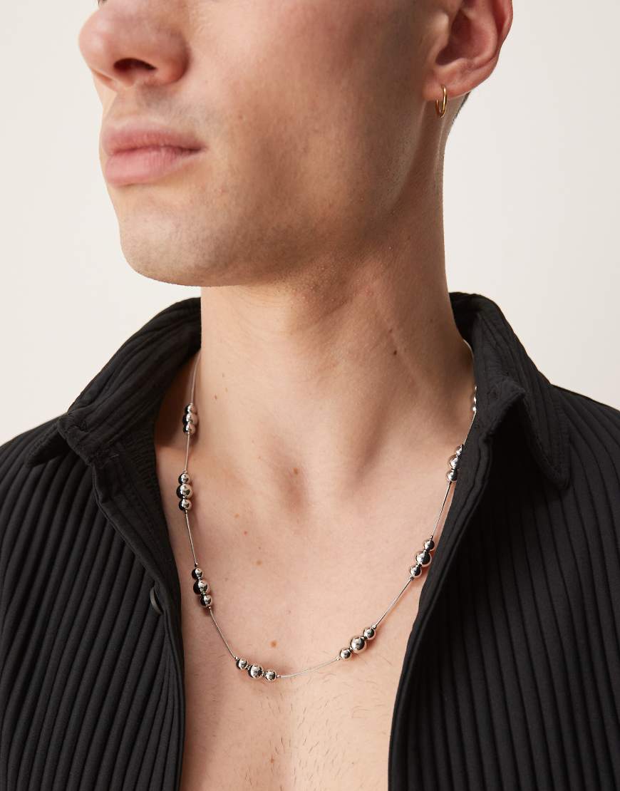 ASOS DESIGN - Dash Dot - Perlenkette in Silberoptik von ASOS DESIGN