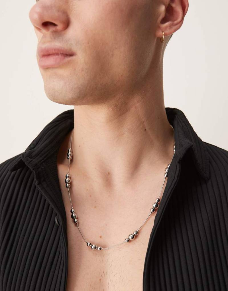 ASOS DESIGN - Dash Dot - Perlenkette in Silberoptik von ASOS DESIGN