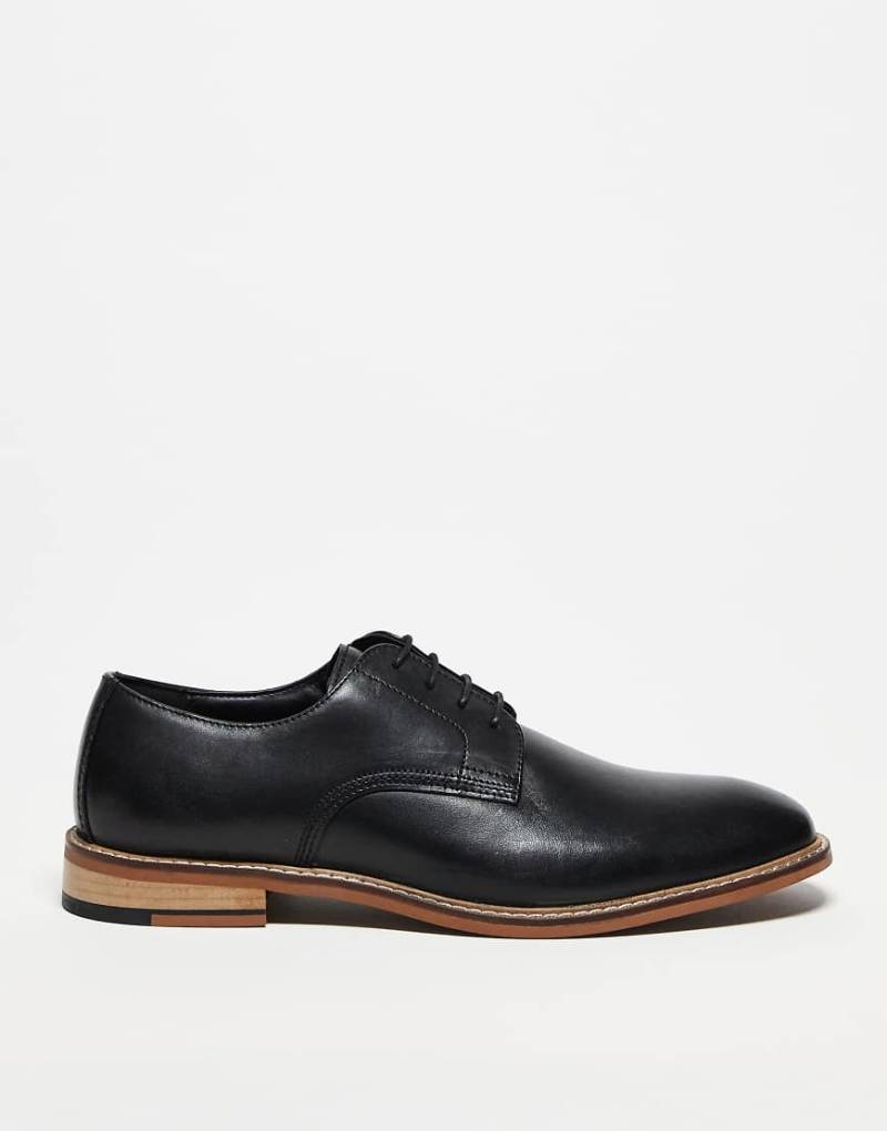 ASOS DESIGN - Derby-Schnürschuhe aus Leder in Schwarz von ASOS DESIGN