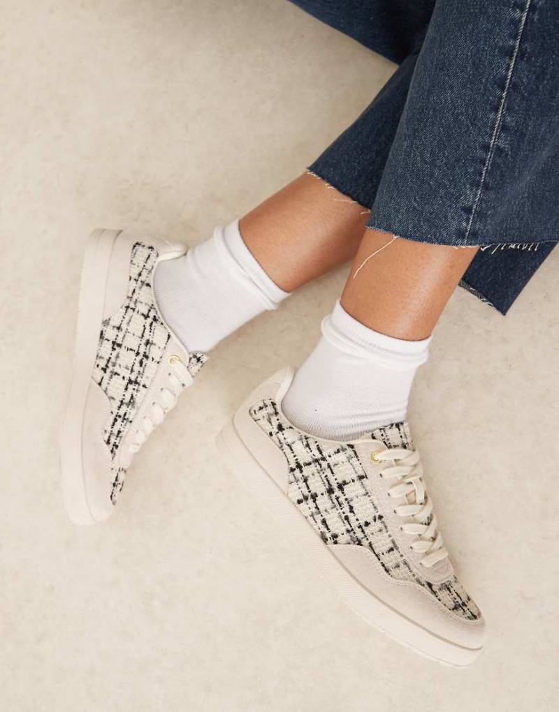 ASOS DESIGN - Deuce - Tweed-Sneaker zum Schnüren in Natur-Neutral von ASOS DESIGN