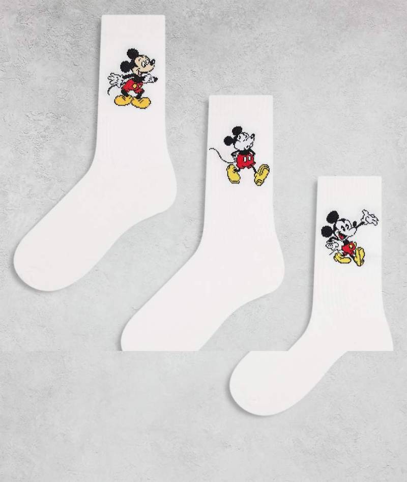 ASOS DESIGN - Disney - 3er-Pack Socken in Weiß mit Micky-Maus-Motiven ASOS DESIGN - Disney - 3er-Pack Socken in Weiß mit Micky-Maus-Motiven von ASOS DESIGN