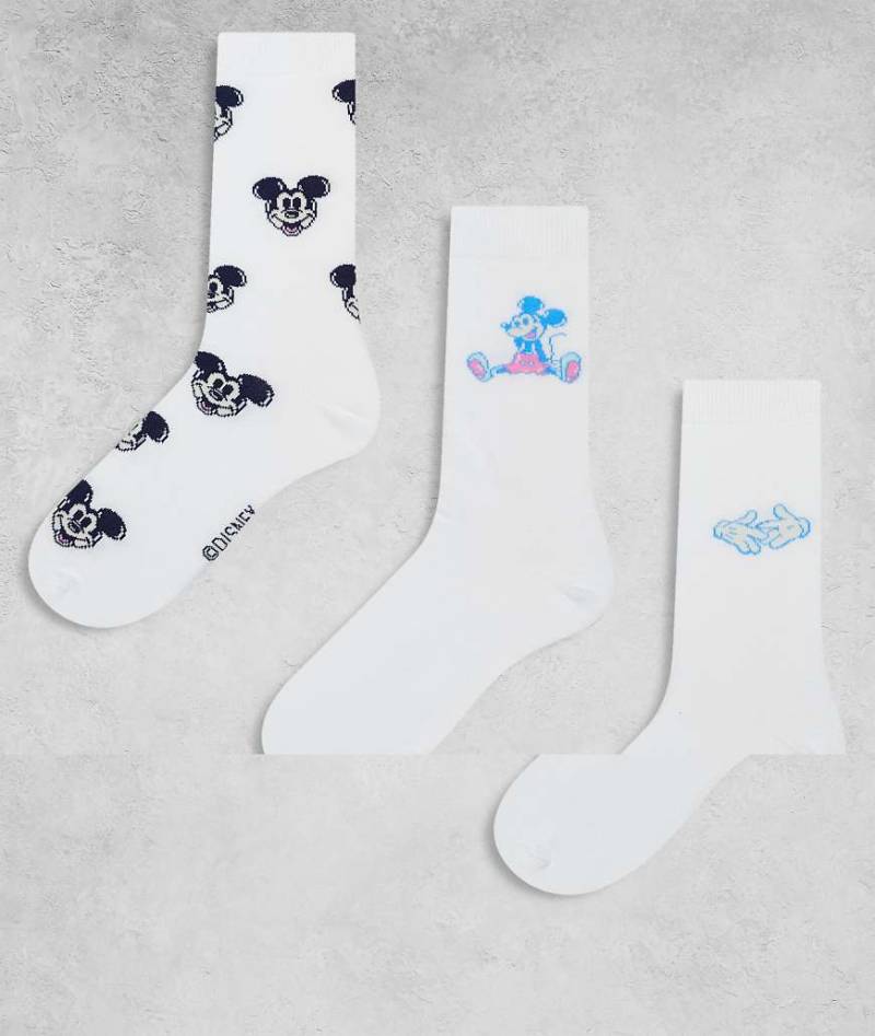 ASOS DESIGN - Disney - 3er-Pack mehrfarbige Socken mit Micky-Maus-Motiven-Bunt von ASOS DESIGN