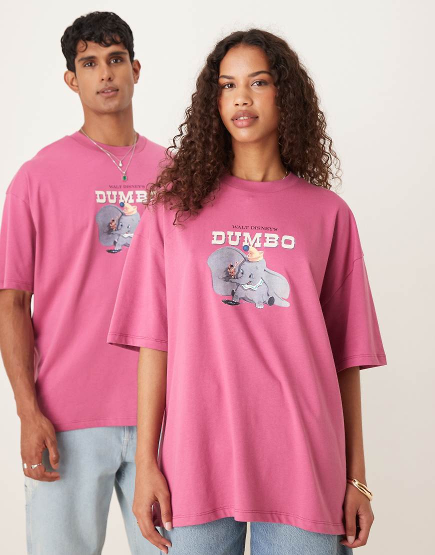 ASOS DESIGN - Disney - Oversize-T-Shirt in Pink mit Dumbo-Print-Rosa von ASOS DESIGN