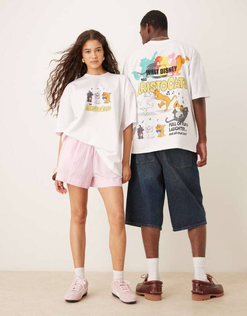 ASOS DESIGN - Disney - Oversize-T-Shirt in Weiß mit „Aristocrats"-Prints von ASOS DESIGN