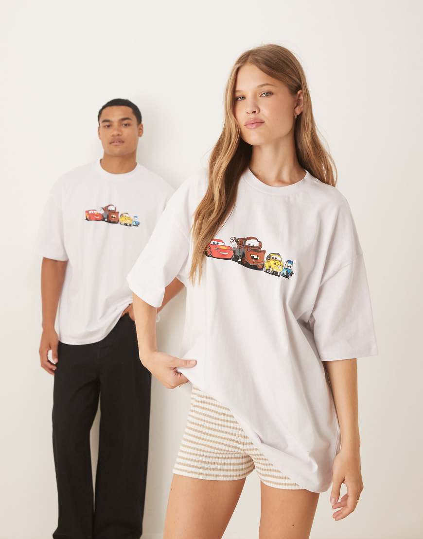 ASOS DESIGN - Disney Pixar - Oversize-T-Shirt in Grau mit Auto-Prints von ASOS DESIGN