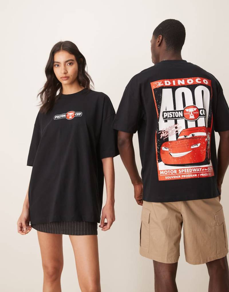 ASOS DESIGN - Disney Pixar - Oversize-T-Shirt in Schwarz mit „Cars Lightning McQueen"-Prints im Unisex-Stil von ASOS DESIGN