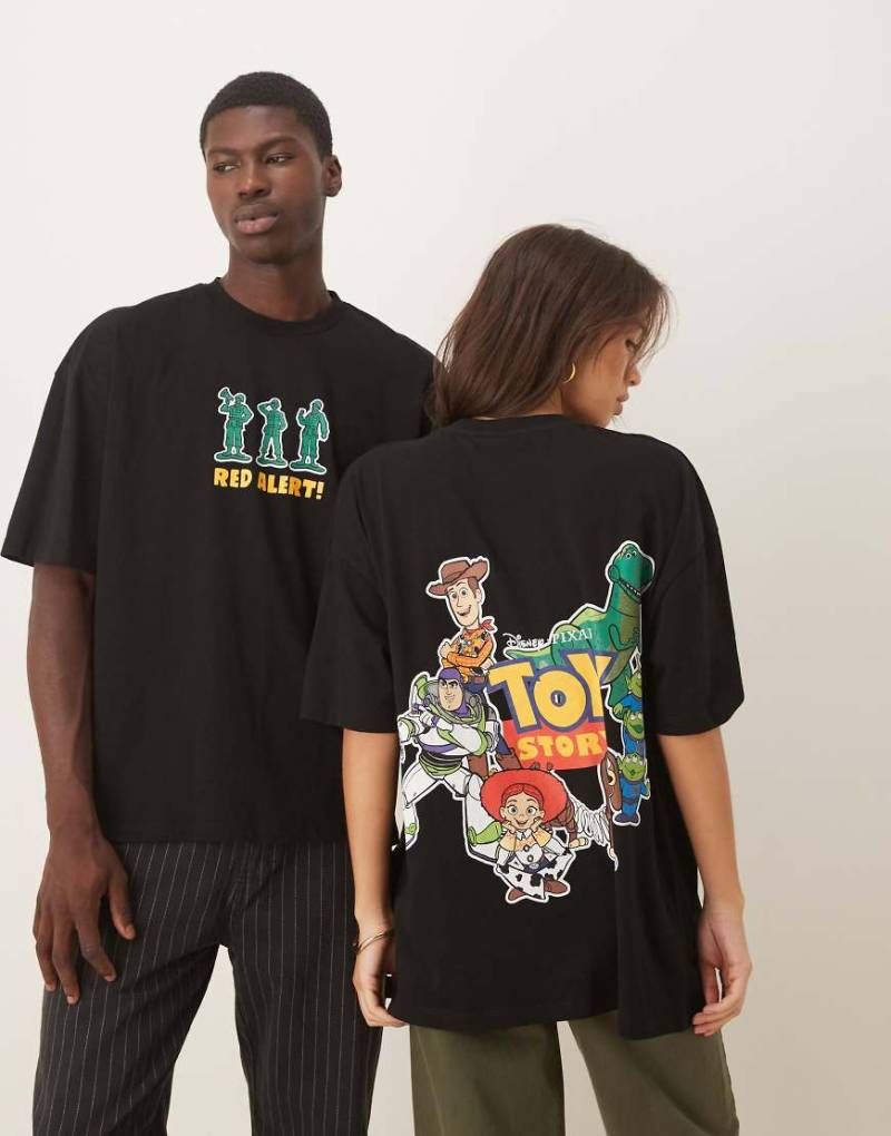 ASOS DESIGN - Disney Pixar - Unisex-T-Shirt in Schwarz mit „Toy Story"-Print und Oversize-Schnitt von ASOS DESIGN