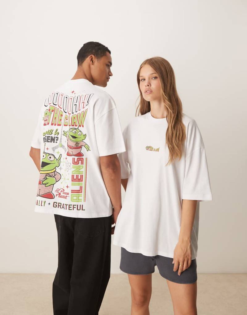 ASOS DESIGN - Disney Pixar - Unisex-T-Shirt in Weiß mit Toy-Story-Prints und Oversize-Schnitt von ASOS DESIGN