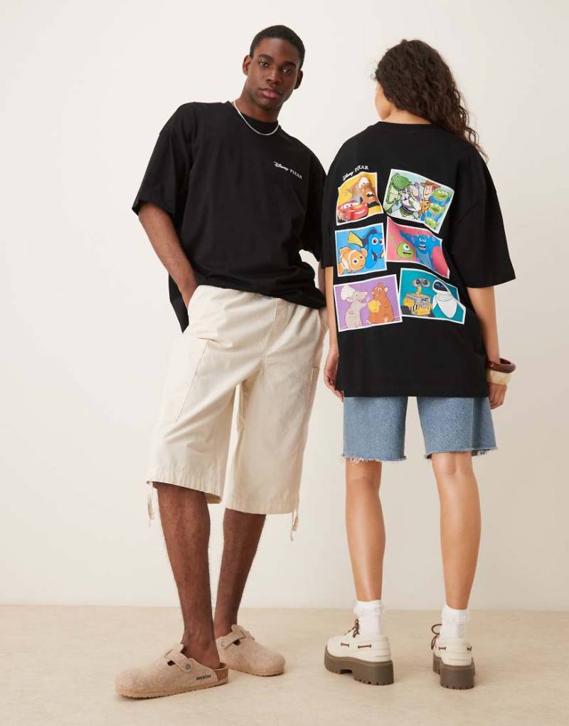 ASOS DESIGN - Disney Pixar - Unisex-T-Shirt in Schwarz mit Figurenprints und Oversize-Schnitt von ASOS DESIGN