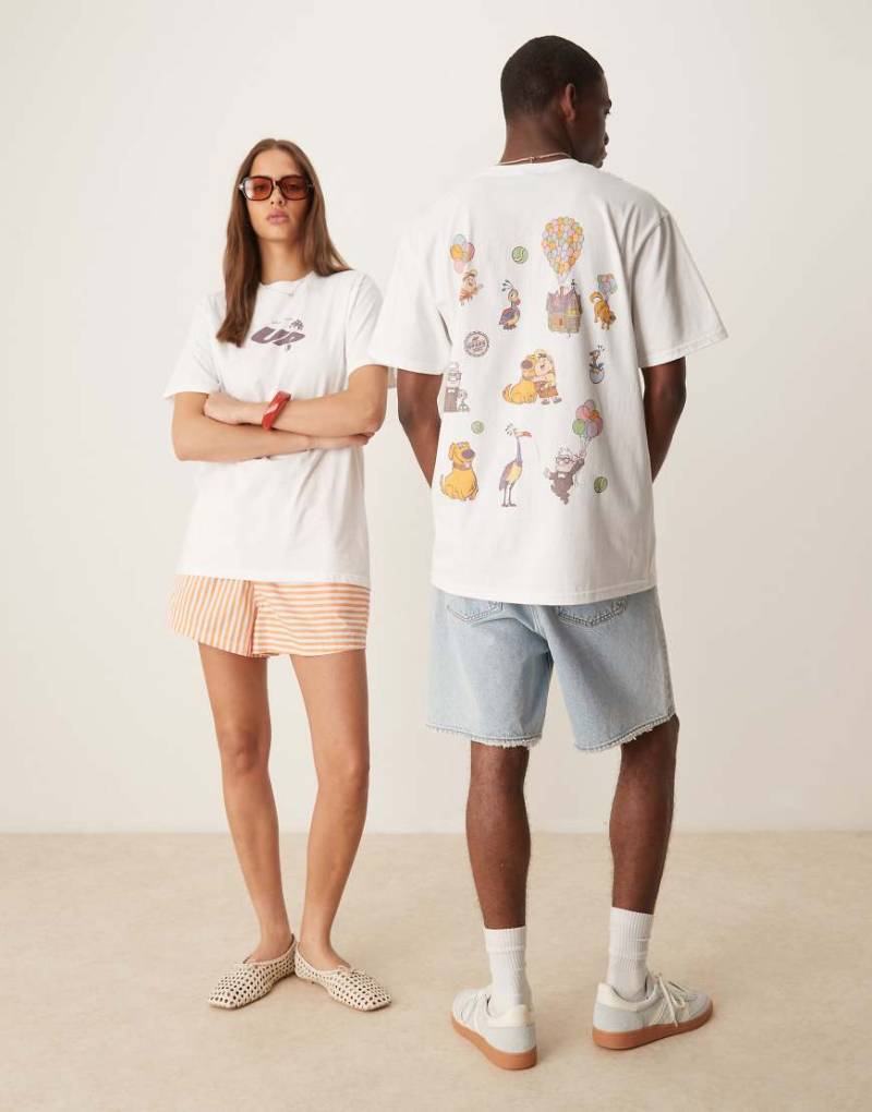 ASOS DESIGN - Disney Pixar - Unisex-T-Shirt in Weiß mit „Up"-Figurenprints und Oversize-Schnitt von ASOS DESIGN