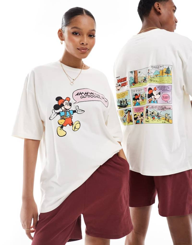 ASOS DESIGN - Disney - Pyjama in Creme mit „Mickey Mouse"-Campingprint-Weiß von ASOS DESIGN