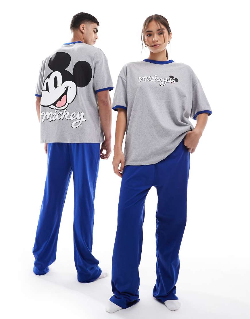 ASOS DESIGN - Disney - Schlafanzug in Grau mit Mickey Maus-Print von ASOS DESIGN