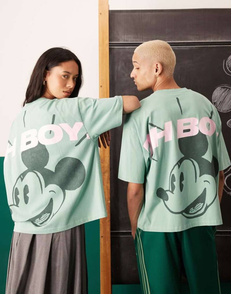 ASOS DESIGN - Disney - Unisex-Disney-T-Shirt in Grün mit Oversize-Schnitt und „Mickey Mouse"-Print von ASOS DESIGN