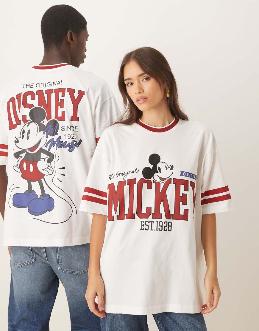 ASOS DESIGN - Disney - Unisex - Oversize-Baseball-T-Shirt in Weiß mit „Mickey Mouse"-Print von ASOS DESIGN