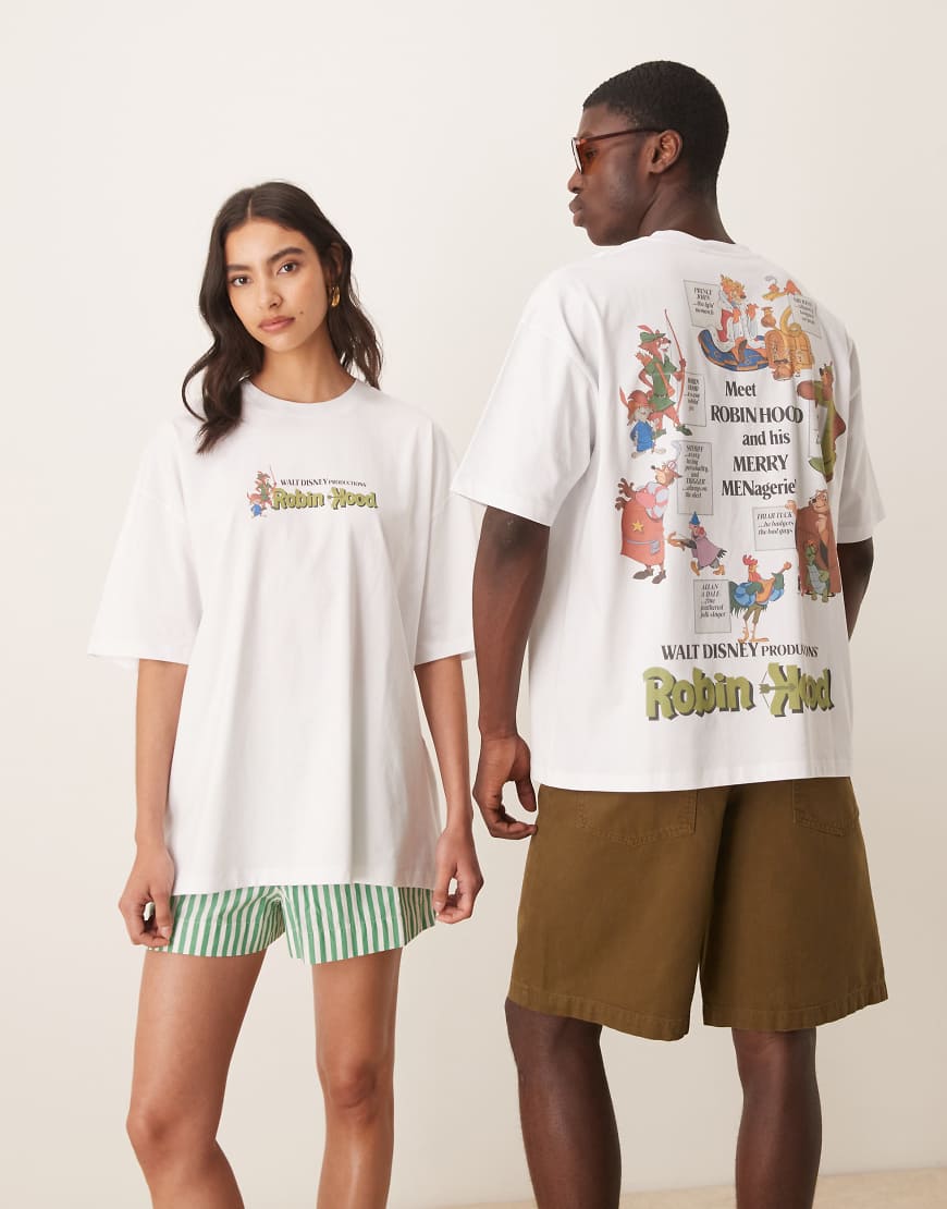 ASOS DESIGN - Disney - Unisex - Oversize-T-Shirt in Weiß mit „Robin Hood"-Prints ASOS DESIGN - Disney - Unisex - Oversize-T-Shirt in Weiß mit „Robin Hood"-Prints von ASOS DESIGN