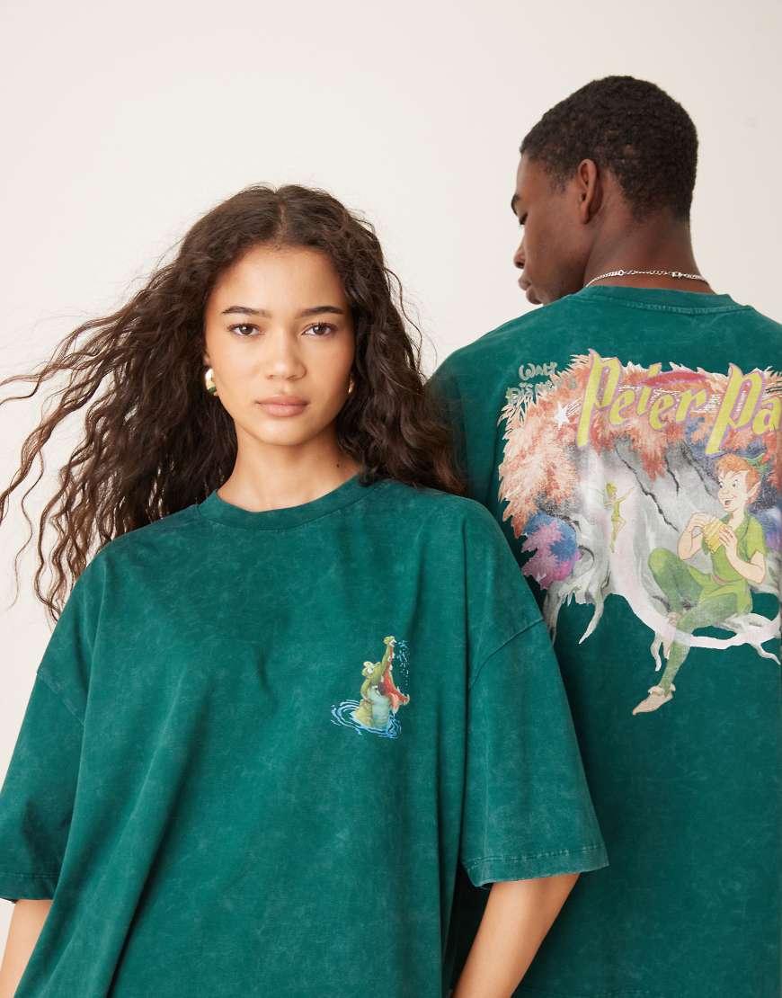 ASOS DESIGN - Disney - Unisex - Oversize-T-Shirt in verwaschenem Grün mit „Peter Pan"-Prints-Schwarz ASOS DESIGN - Disney - Unisex - Oversize-T-Shirt in verwaschenem Grün mit „Peter Pan"-Prints-Schwarz von ASOS DESIGN