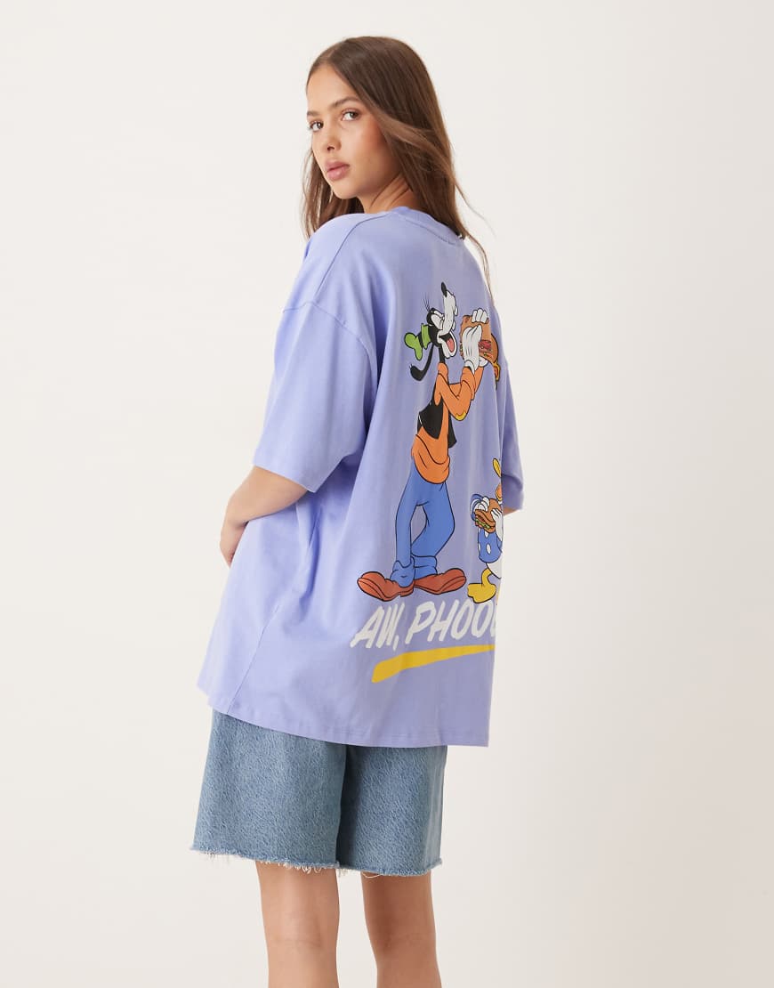 ASOS DESIGN - Disney - Unisex-T-Shirt in Lila mit Oversize-Passform und Goofy-Motivprint von ASOS DESIGN