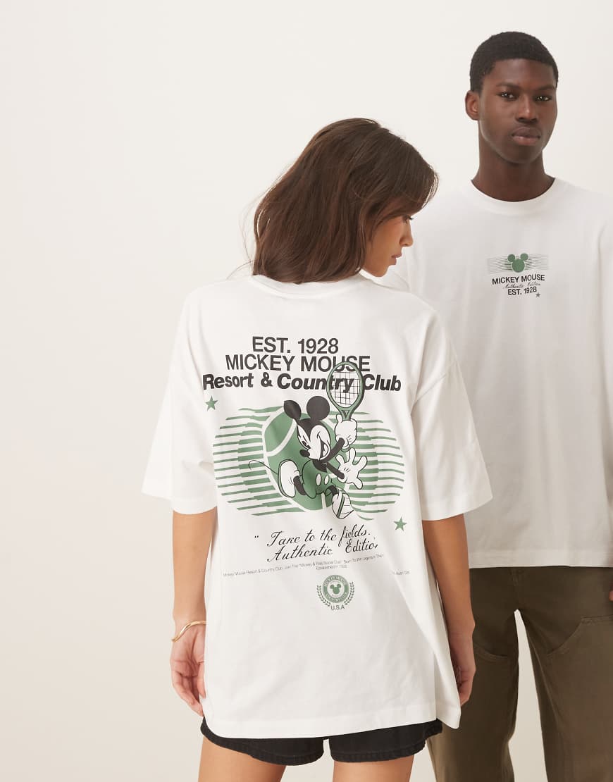ASOS DESIGN - Disney - Unisex-T-Shirt in Weiß mit „Mickey Mouse"-Print und Oversize-Schnitt von ASOS DESIGN