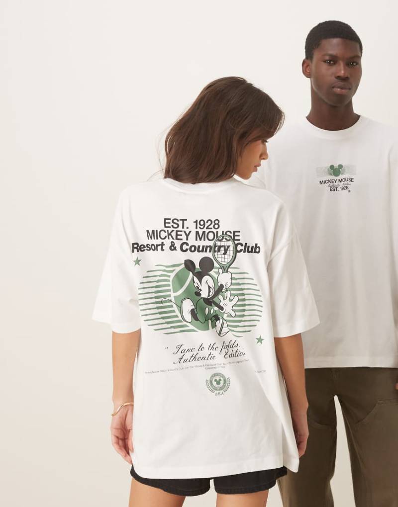 ASOS DESIGN - Disney - Unisex-T-Shirt in Weiß mit „Mickey Mouse"-Print und Oversize-Schnitt von ASOS DESIGN