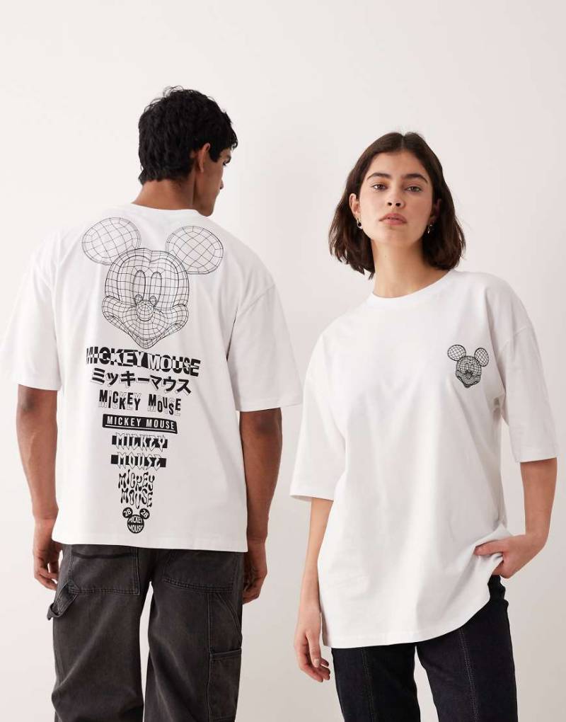 ASOS DESIGN - Disney - Unisex-T-Shirt in Weiß mit „Mickey Mouse"-Print und Oversize-Passform von ASOS DESIGN