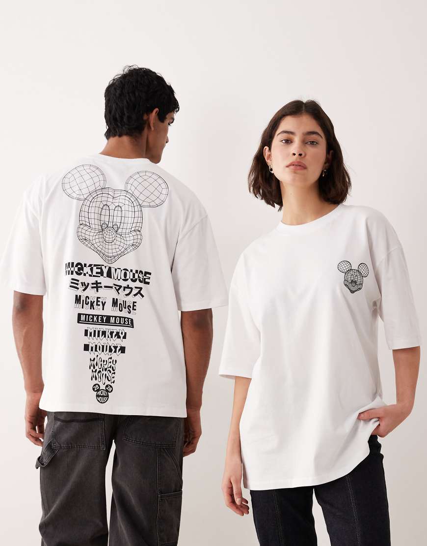 ASOS DESIGN - Disney - Unisex-T-Shirt in Weiß mit „Mickey Mouse"-Print und Oversize-Passform von ASOS DESIGN