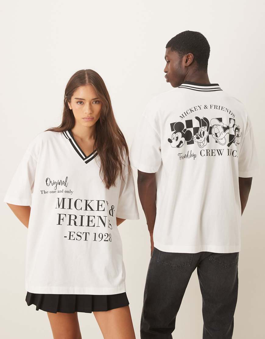 ASOS DESIGN - Disney - Unisex-T-Shirt in Weiß mit „Mickey Mouse"-Print und Oversize-Passform von ASOS DESIGN