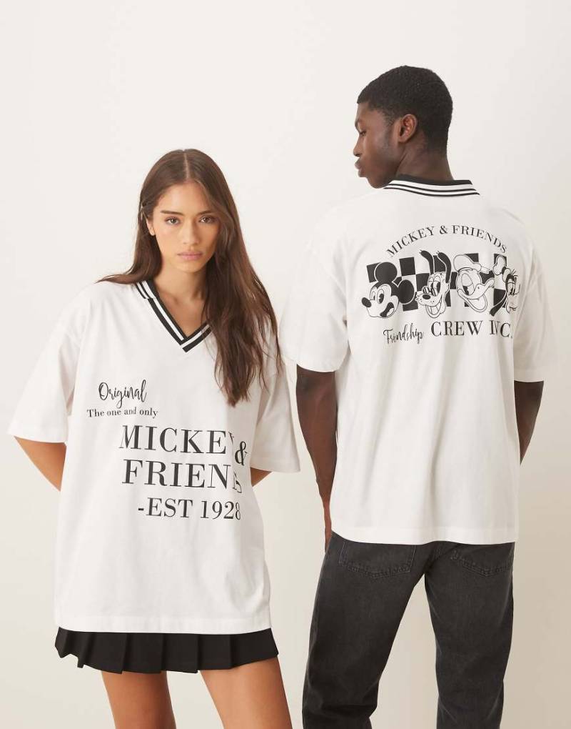ASOS DESIGN - Disney - Unisex-T-Shirt in Weiß mit „Mickey Mouse"-Print und Oversize-Schnitt von ASOS DESIGN