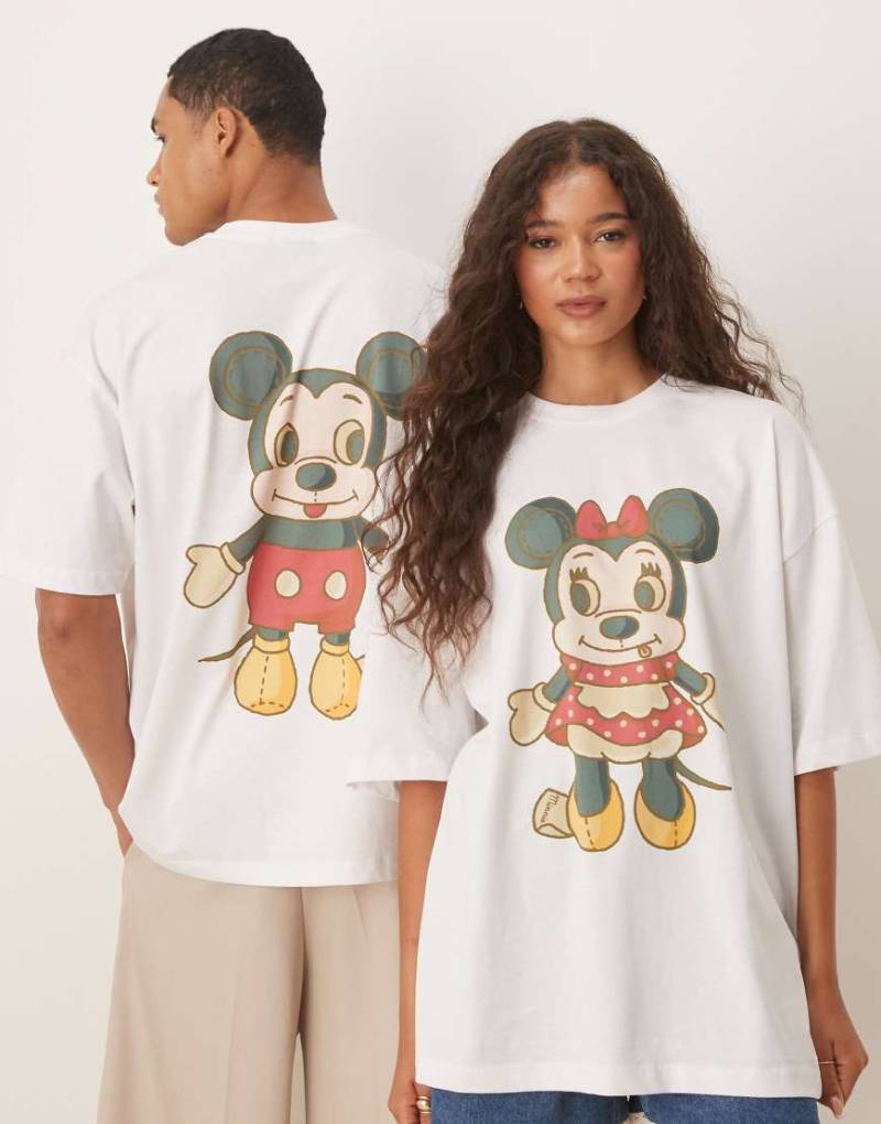 ASOS DESIGN - Disney - Unisex-T-Shirt in Weiß mit Mickey Mouse-Print und Oversize-Schnitt von ASOS DESIGN