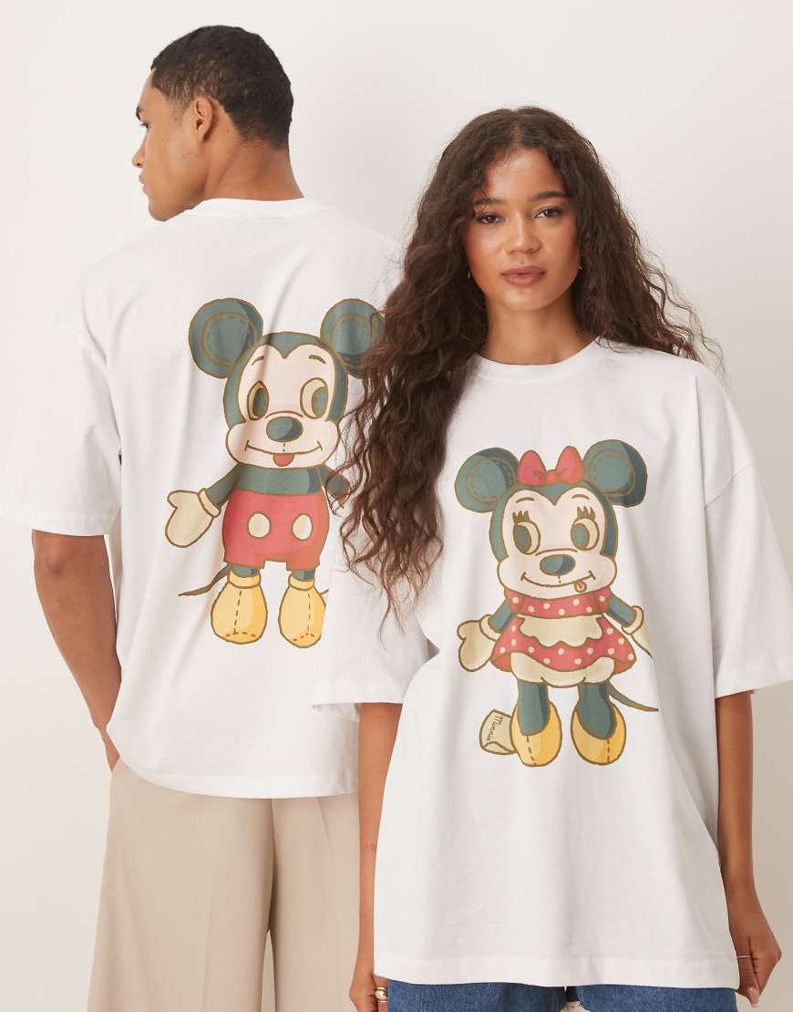 ASOS DESIGN - Disney - Unisex-T-Shirt in Weiß mit Mickey Mouse-Print und Oversize-Schnitt von ASOS DESIGN