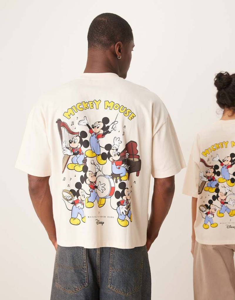 ASOS DESIGN - Disney - Unisex-T-Shirt in Weiß mit kastigem Oversize-Schnitt und „Mickey Mouse"-Print von ASOS DESIGN