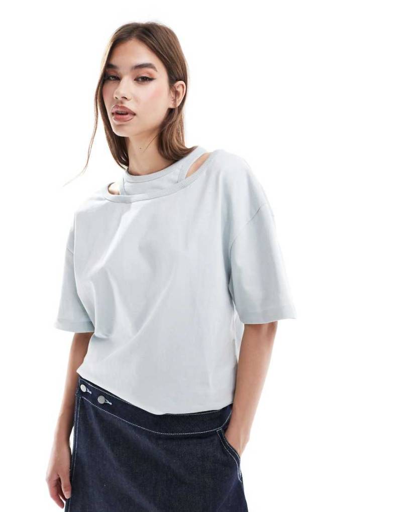 ASOS DESIGN - Doppellagiges Oversize-T-Shirt in Grau von ASOS DESIGN