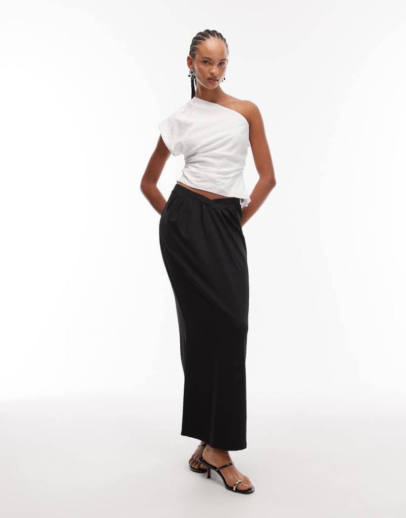 ASOS DESIGN - Drapierter Maxirock in Schwarz mit v-förmigem Bund, Kombiteil ASOS DESIGN - Drapierter Maxirock in Schwarz mit v-förmigem Bund, Kombiteil von ASOS DESIGN
