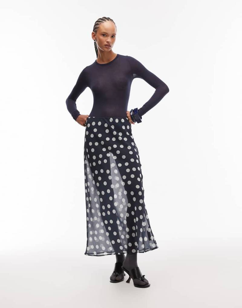 ASOS DESIGN - Durchscheinender Maxirock mit Polka Dots-Bunt von ASOS DESIGN