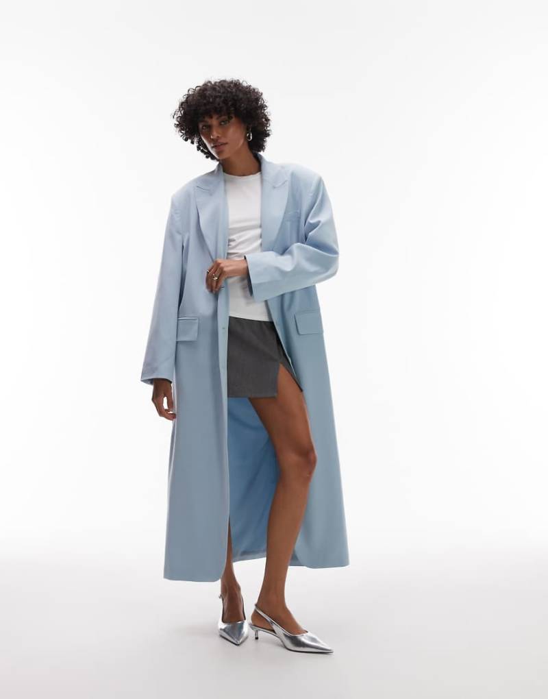 ASOS DESIGN - Duster-Blazer mit Longline-Schnitt in Blau-Gelb von ASOS DESIGN