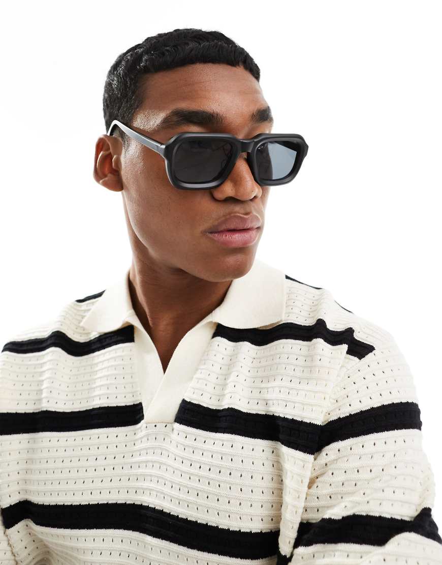 ASOS DESIGN - Eckige Sonnenbrille in Mattschwarz von ASOS DESIGN