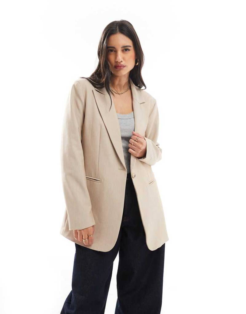 ASOS DESIGN - Eleganter Relaxed Fit Blazer in Steinbeige-Neutral von ASOS DESIGN