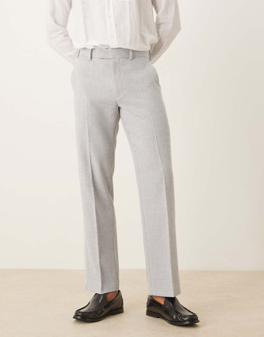 ASOS DESIGN - Elegante, gerade geschnittene Hose in Staubblau mit Struktur von ASOS DESIGN