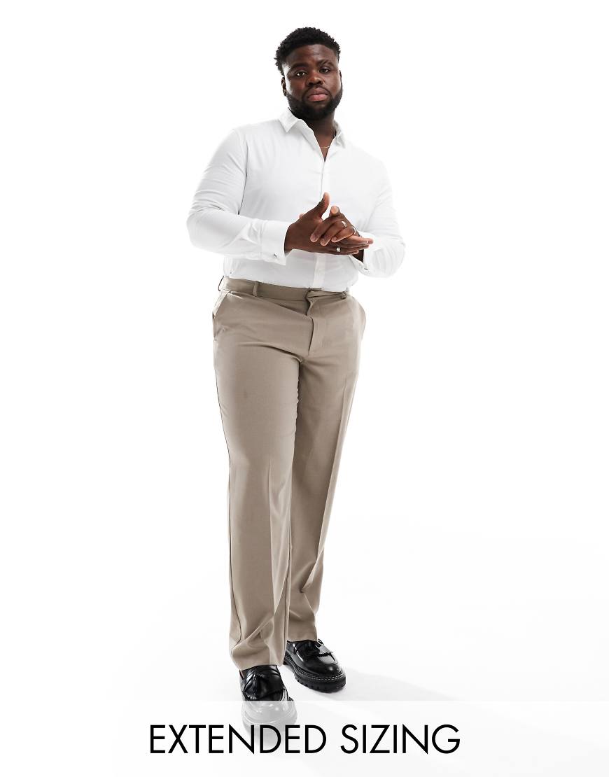 ASOS DESIGN - Elegante, gerade geschnittene Hose in Stein-Neutral von ASOS DESIGN