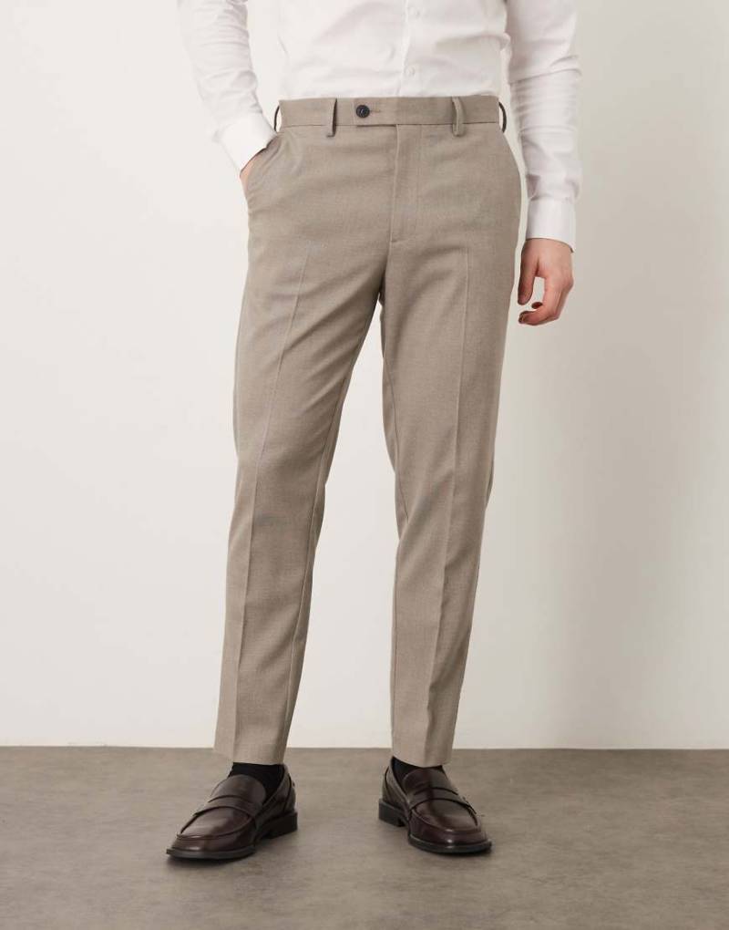 ASOS DESIGN - Elegante, schmal zulaufende Hose in Grau mit leichter Struktur von ASOS DESIGN